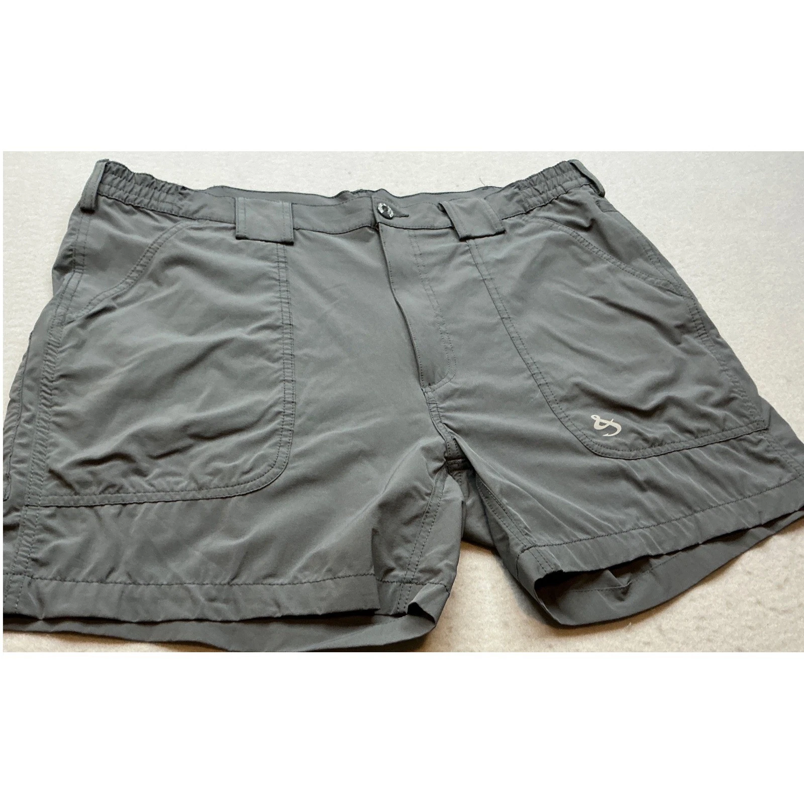Hook & Tackle Fishing Shorts Gray Stretch Quick Dry Size 40 Outdoor Casual