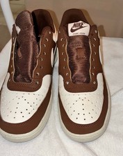 Nike Court Vision Low Brown White Leather Sneaker Men's Basketball Shoes