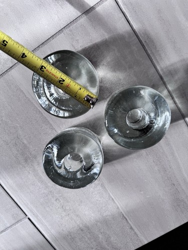 Blenko Clean Round Glass Candle Holders Set 3 - Picture 7 of 7