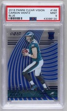 2016 Panini Clear Vision Rookies Level 3 Blue 42/99 Carson Wentz PSA 9 MINT 0nr3