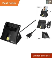 Ergonomic USB Smart Card Reader for Military CAC - Supports Various Media Types