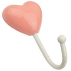 1pc Mediterranean Style Hook Heart Shape Hook Ceramic Wall Hanger Door Back