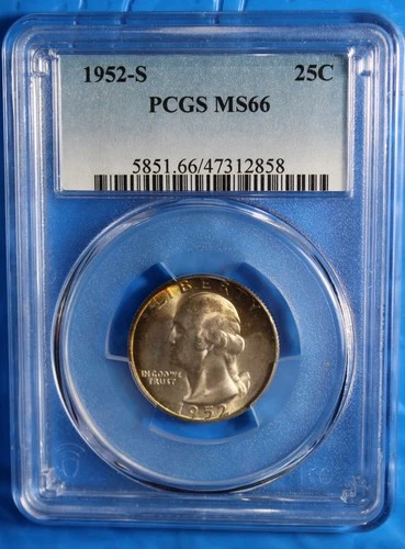 1952-S Washington Quarter PCGS MS66 with toning