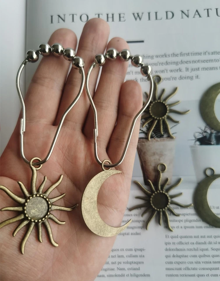 Abstract Boho Hooks, Celestial Bathroom Decor, Silver Vintage - Image 4 of 4