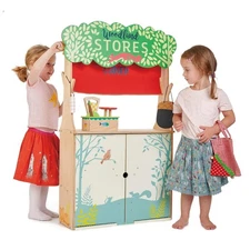 Tender Leaf Toys Woodland Store & Puppet Theater, Reversible Play Set, Age 3+