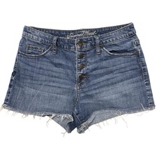 Universal Thread High Rise Shortie Shorts Womens 4 Blue Denim Button Fly Cutoffs