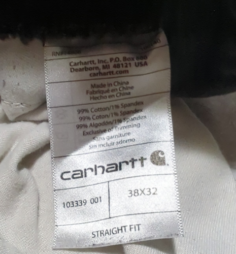 Carhartt Rugged Flex Duck Canvas Pants Mens 38x32 Black Act 36x31 103339 001 - Picture 6 of 6