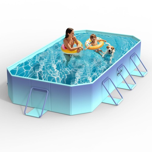 Non-Inflatable Swimming Pool, Foldable Pool with Metal Bracket, Outdoor Porta...
