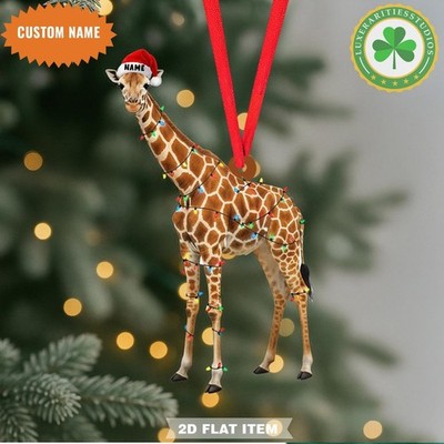 Personalized Giraffe Christmas Ornament, Flat 2D Ornament, Gift For Her,