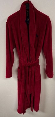 Ralph Lauren Polo Fleece Robe Sleepwear Red S/M Embroidered Pony Plush New