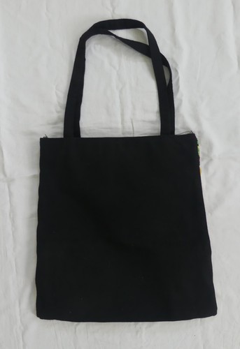 Black & Multicoloured Embroidered & Beaded Bird Floral Canvas Tote Bag - Picture 3 of 4