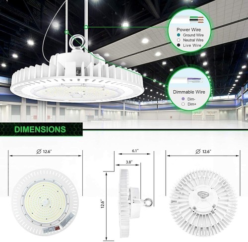 150W UFO LED High Bay Light 21,485LM Warehouse Industrial High Bay Lighting UL - Picture 7 of 12