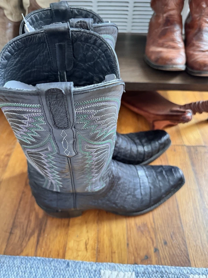 Botas Vaqueras Allen Negro Caimán Talla 10.5 D Hechas en México Foto 3 de 4