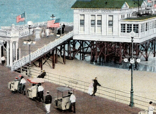 Heinz Pier, Atlantic City, New Jersey NJ - Unposted 1916 Postcard - Push Carts - Picture 3 of 4