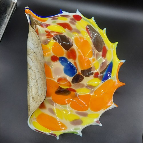 UQ 1970ER Postmodern Studio geblasene Kunst Glas mehrfarbige Schale LRG Mittelstück - Bild 5 von 7