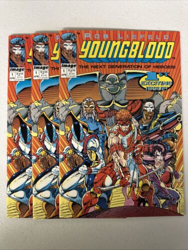 Youngblood #1 x3 Copies Lot 1991 Image Comics 1st Print Rob Liefeld VF/NM