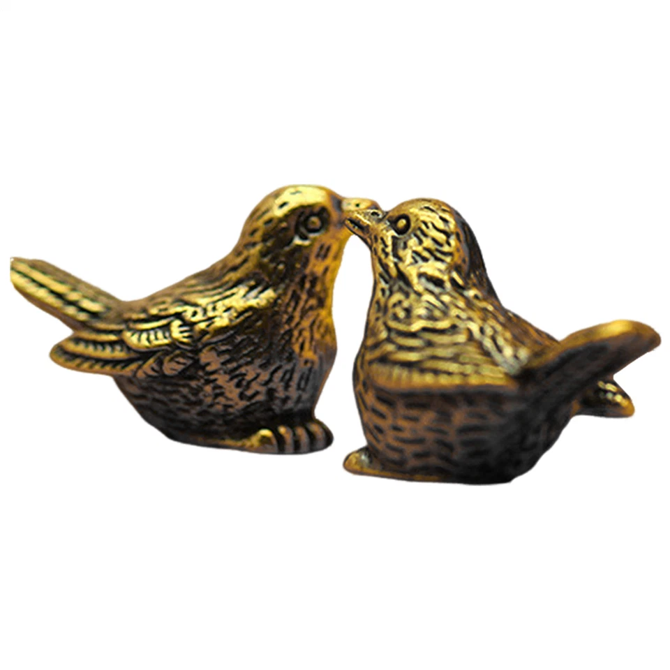 2pcs Small Vintage Brass Bird Figurine Tabletop Brass Bird Animal Statue Decor - image 4 of 4