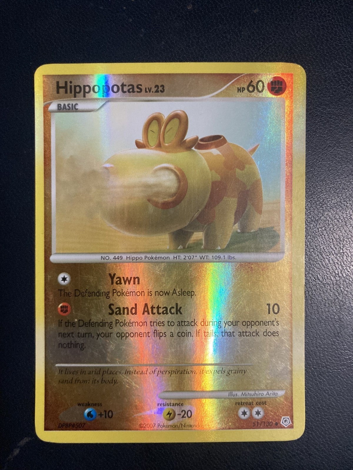 Hippopotas 51/130 Diamond and Pearl Reverse Holo Pokemon TCG