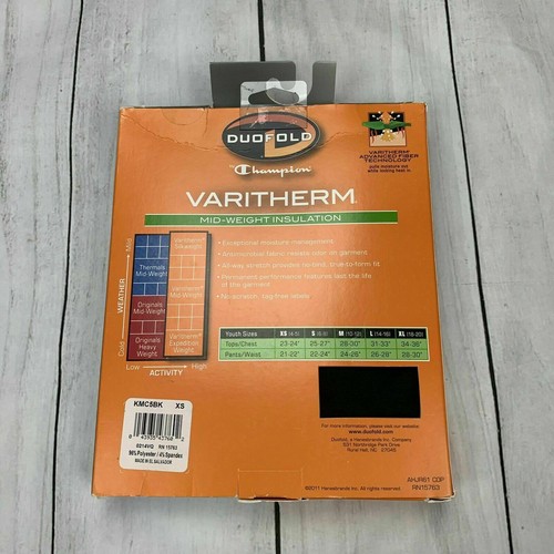 DuoFold by Champion VariTherm Black Insulated Long Sleeve Shirt Youth XS NIB - Picture 8 of 8