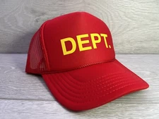 NEW DEPARTMENT DEPT RED CAP HAT 5 PANEL HIGH CROWN TRUCKER SNAPBACK