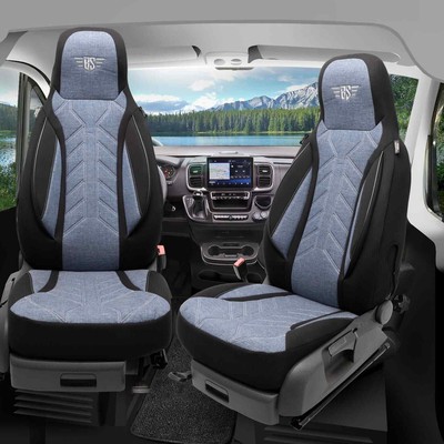 Pilot Wohnmobil Sitzbezüge passend für Forest River Cherokee (Schwarz-Blau)
