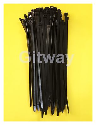100 - 18'' Long x 1/2 UV Nylon Plastic Black Wire Cable Loop Zip Tie Ty Ties 250#