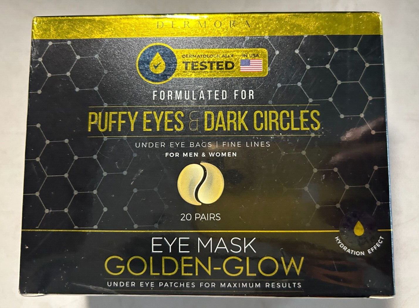 Dermora Eye Mask Golden-Glow-Dark Circles & Puffiness Eye Patches/mask 20 Pairs-image