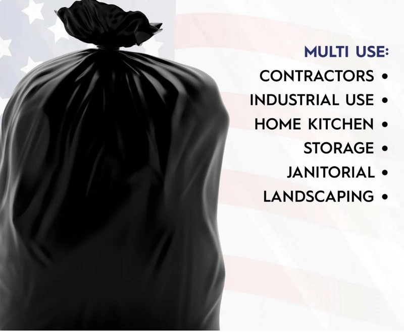 55–60 Gallon Black & Clear Contractor Trash Bags 3 Mil Thickness 50-Pack