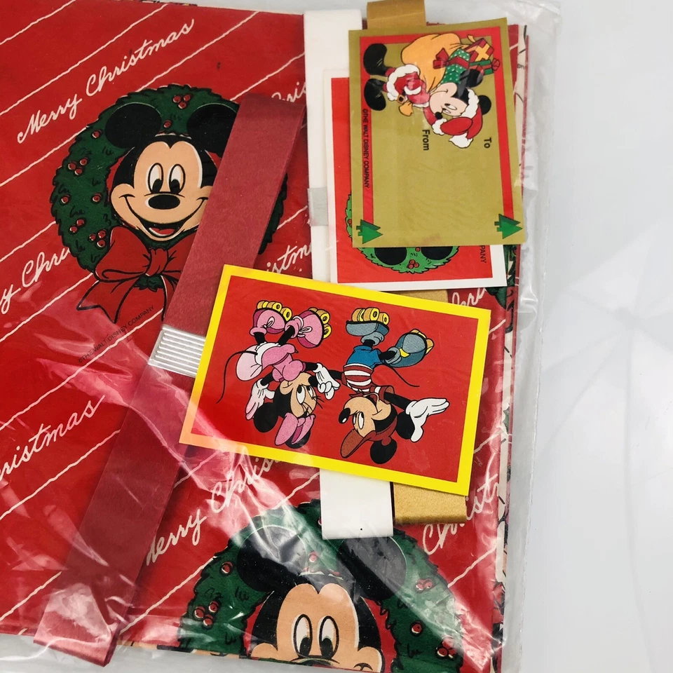 Disney Mickey para Niños Regalo Navidad Envoltura Hojas Papel Nuevo 3 Vintage Años 90 Foto 2 de 4