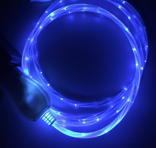 FLOW LIGHT EL LED glow 3ft data charger cable FOR MICRO-B smart phones & devices - Picture 10 of 13