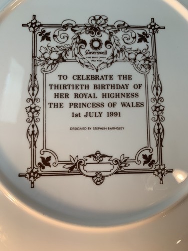 Rare Coverswall Princess Diana 30th Birthday Plate 1991. Designed By S. Barnsley - Picture 3 of 3