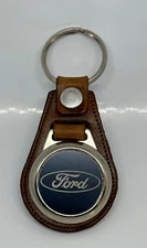 Engraved brown leather keychain for your Ford truck or car