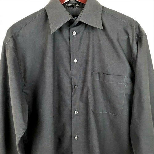 Claiborne camicia uomo con bottoni taglia media petto tasca manica lunga grigio scuro - Foto 2 di 10