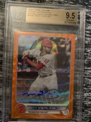 2022 Topps Chrome Matt Vierling Orange Refractor Wave ROOKIE RC Auto #/25 BGS 9.