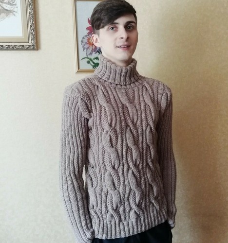 Wool Men Sweater Turtleneck Knitted 