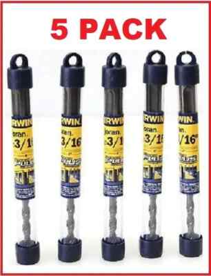 5 PACK IRWIN 3/16'' x 4'' Speed-Hammer-Plus Drill Bits #IW14145 SDS Plus Hammer