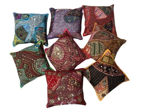 Handmade cotton patchwork vintage kantha cushion cover new arrival 2 Piece set - Picture 8 of 20