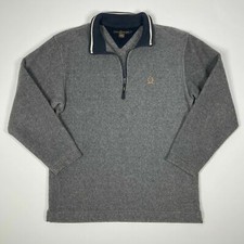 Vintage Tommy Hilfiger Crest Fleece Gray Pullover 2000 Long Sleeve 1/4 Zip Men L