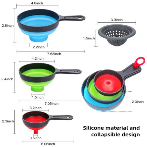 Funnel With Strainer For Kitchen Use Funnels For Filling Bottles Wide Mouth Cann - Picture 6 of 8