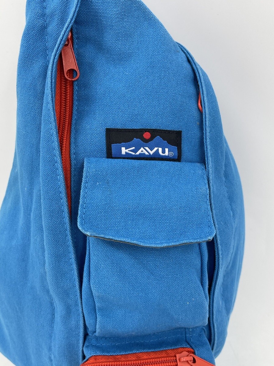 KAVU Rope Bag Sling Backpack Cross Body Commuter Travel Light Blue Orange