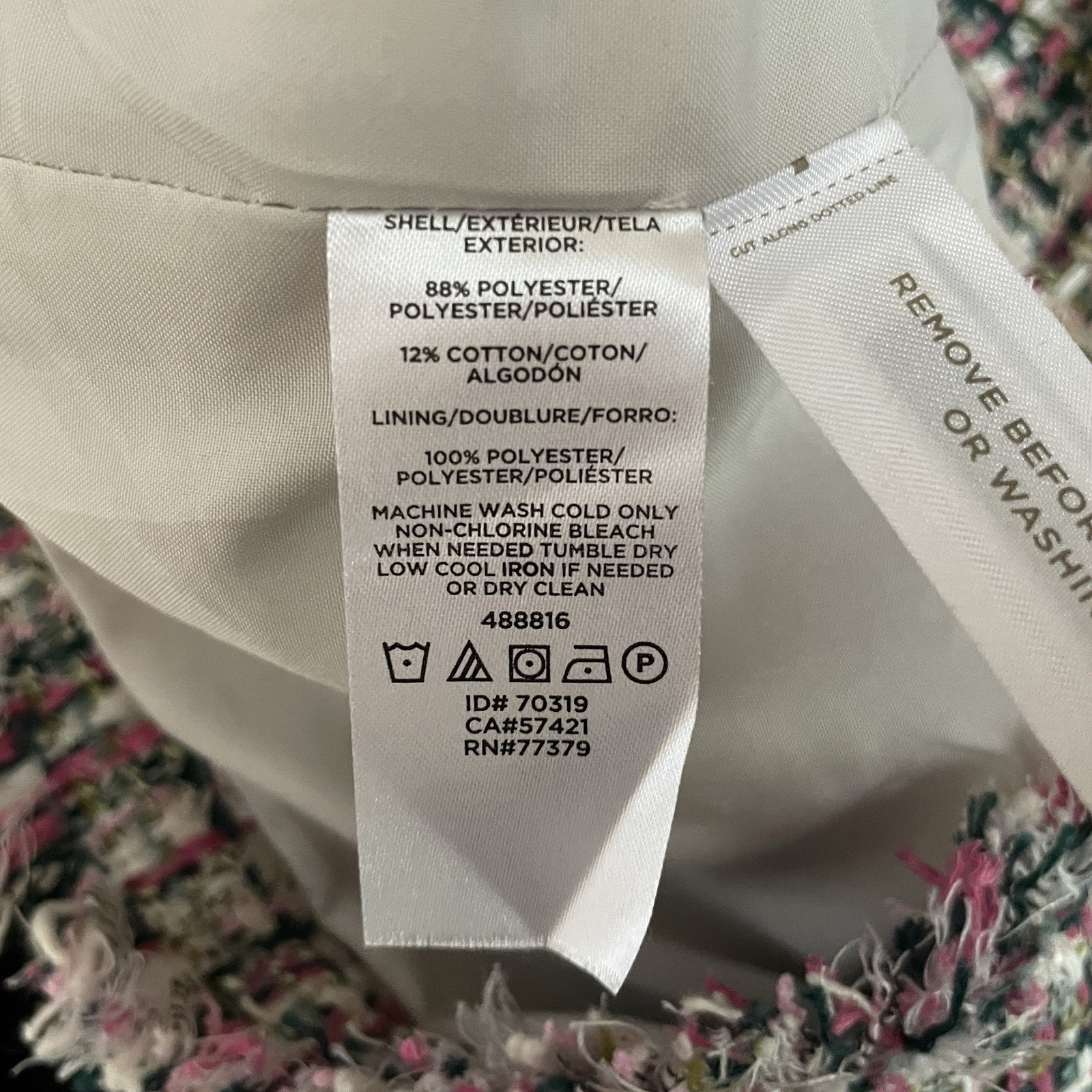 Ann Taylor Crop Jacket Blazer Size 2 Pastel Tweed Fringe Double Breasted Office