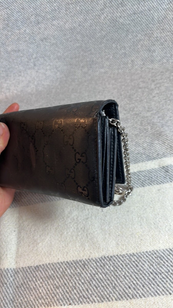 Gucci GG Imprime Long Wallet On Chain Black Coated Canvas  display picture 1
