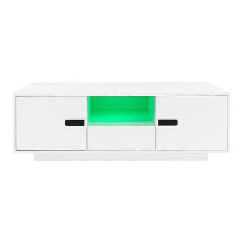 Modern Rectangle Coffee Table Center Table With Storage Drawers Doors LED Lights - Picture 14 of 44