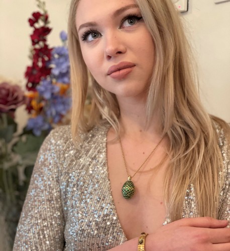 Emerald Faberge egg Pendant Gold 