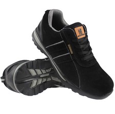 Image of MENS LEATHER LIGHTWEIGHT STEEL TOE CAP SAFETY WORK LADIES TRAINERS SHOES BOOTS