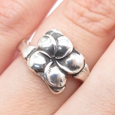 925 Sterling Silver Vintage Flower Oxidized Ring Size 7