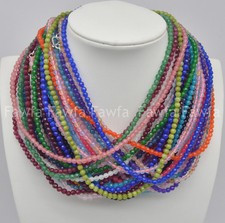 Natural 4mm Faceted Multicolor Gemstone Round Beads Necklaces 18" Wholesale