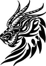 Dragon Head Tribal Myth Wall Car Truck Window Vinyl Decal 4.1" x 6"