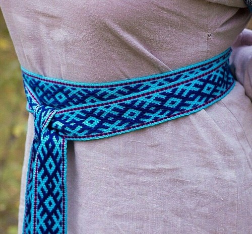 Blue woven belts, Slavic Belt, Woven 