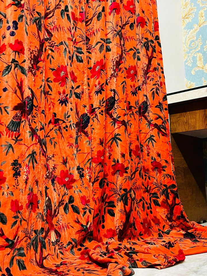 2 PIEZAS CORTINA DE TERCIOPELO DE ALGODÓN INDIO VINTAGE CORTINA DE VENTANA CORTINA DE PUERTA PESADA Foto 4 de 4